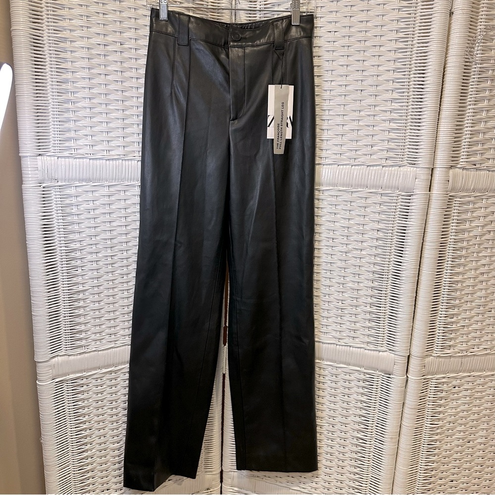 Zara FAUX LEATHER FRANÇOISE FULL LENGTH TROUSERS